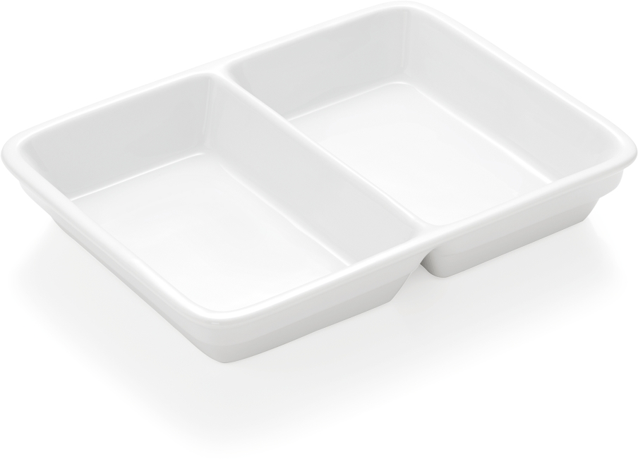 Abteilschale, 2-fach Unterteilung, 23,5 x 17,5 x 4,5 cm, Porzellan