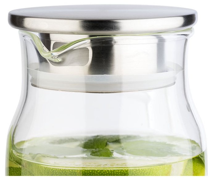 Glaskaraffe Ø 10 cm, H: 26 cm, 1,5 Liter , Edelstahl