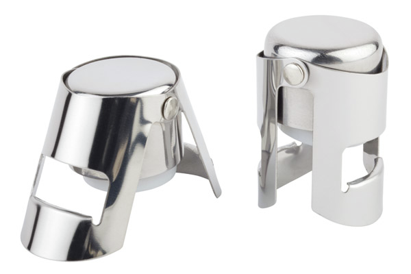 2 Sektverschlüsse Ø 4 cm, H: 5,5 cm , Edelstahl