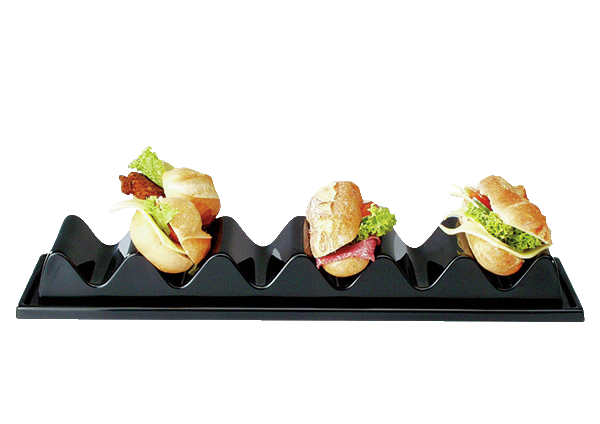 Snackpresenter - 6 Mulden 60 x 19 cm, H: 7,5 cm , Schwarz
