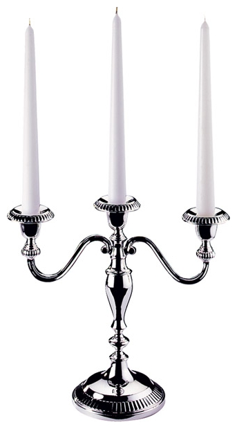 Kerzenleuchter, 3-flammig 27,5 x 11 cm, H: 25 cm , Edelstahl