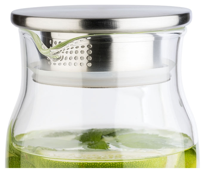 Glaskaraffe Ø 10 cm, H: 26 cm, 1,5 Liter , Edelstahl